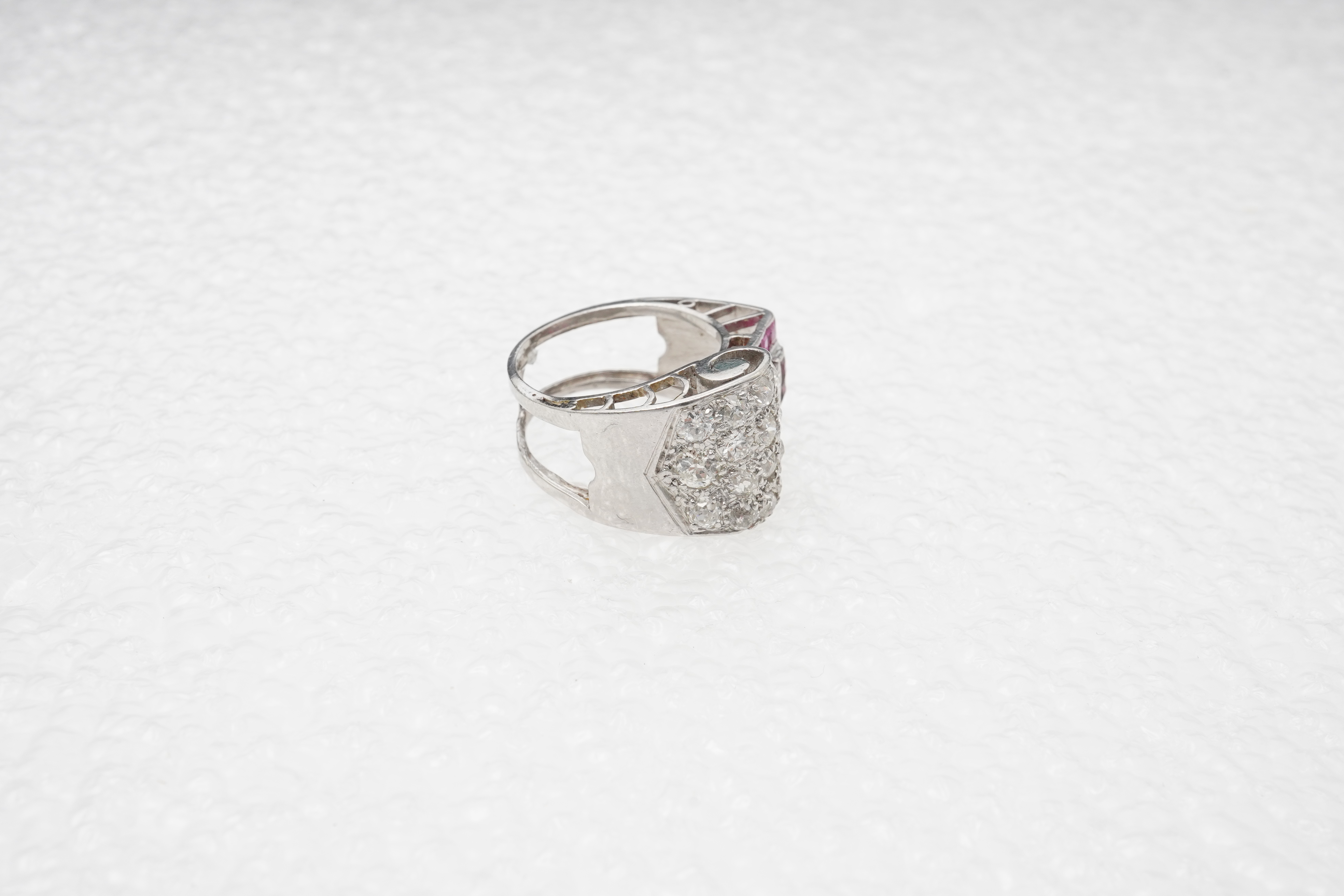 A Retro ruby and diamond ring, circa 1940